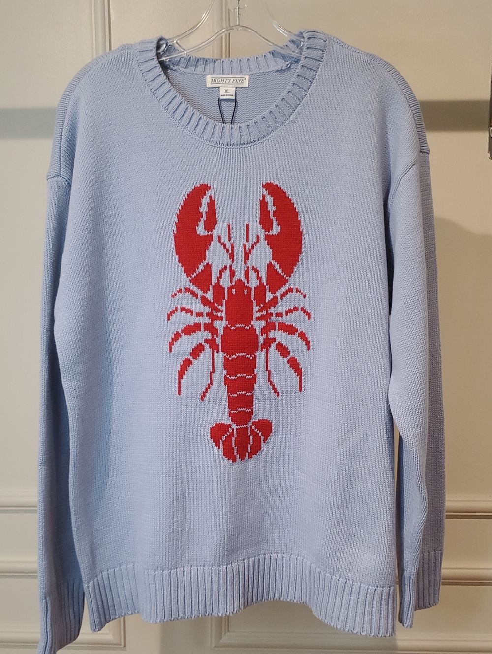 NWT Mighty Fine Light Blue Nautical Lobster Crewneck Sweater - Women Size XL - Picture 4 of 8